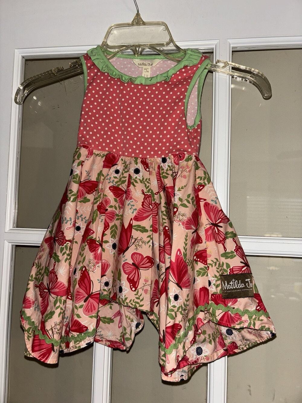 Matilda Jane 2 Good to Go Dress Butterfly Polkadot Sleeveless Pink Green TWIRL